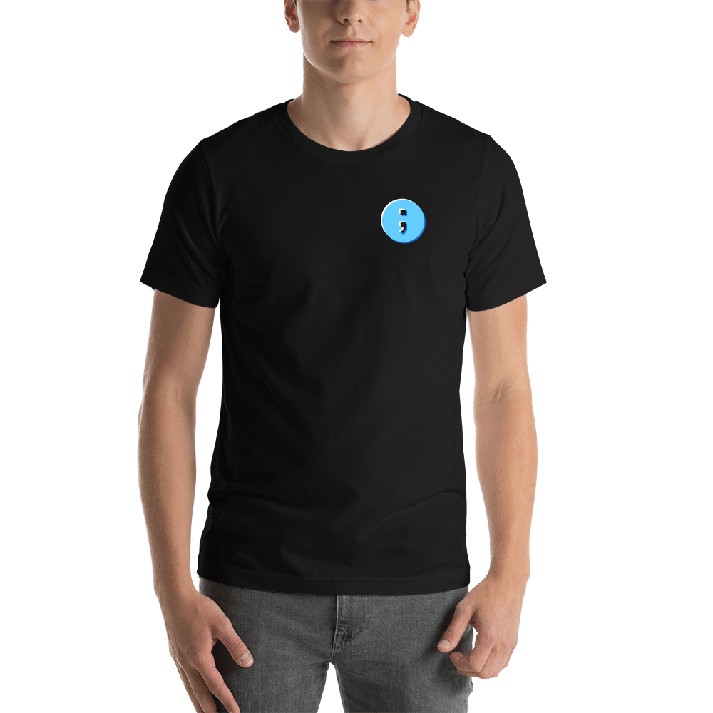 Aesthetic Semicolon T-Shirt - Customizable Text - Black - Shirt View