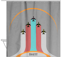 Thumbnail for Personalized Airplane Shower Curtain II - Grey Background - Hanging View