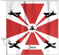 Thumbnail for Personalized Airplane Shower Curtain IV - White Background - Airplane I - Hanging View
