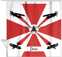 Thumbnail for Personalized Airplane Shower Curtain IV - White Background - Airplane II - Hanging View