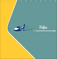 Thumbnail for Personalized Airplane Shower Curtain VI - Teal Background - Airplane I - Decorate View