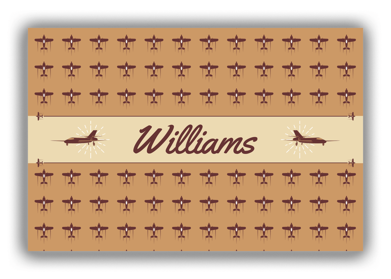 Personalized Airplane Canvas Wrap & Photo Print I - Brown Background - Airplane I - Front View