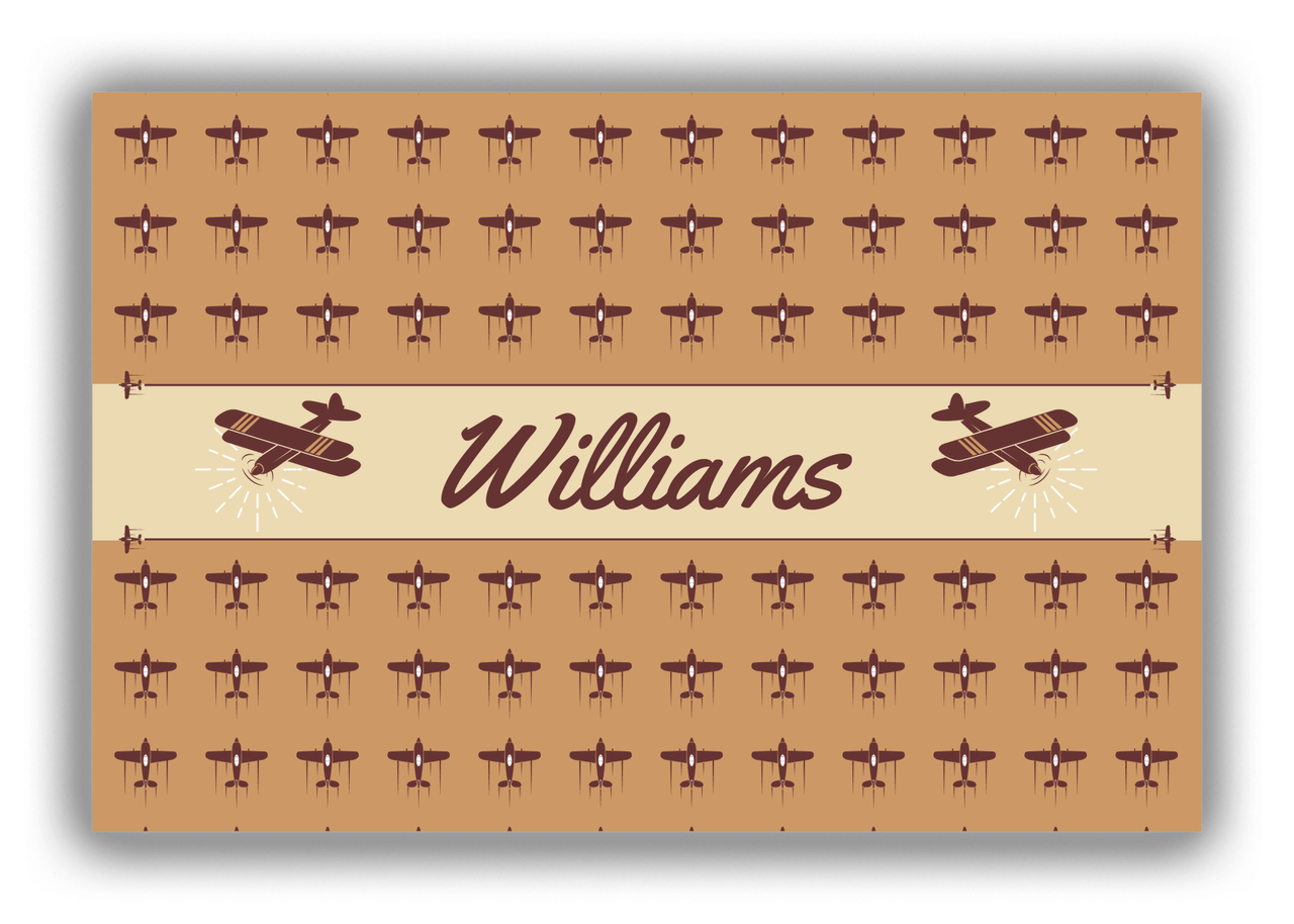 Personalized Airplane Canvas Wrap & Photo Print I - Brown Background - Airplane II - Front View
