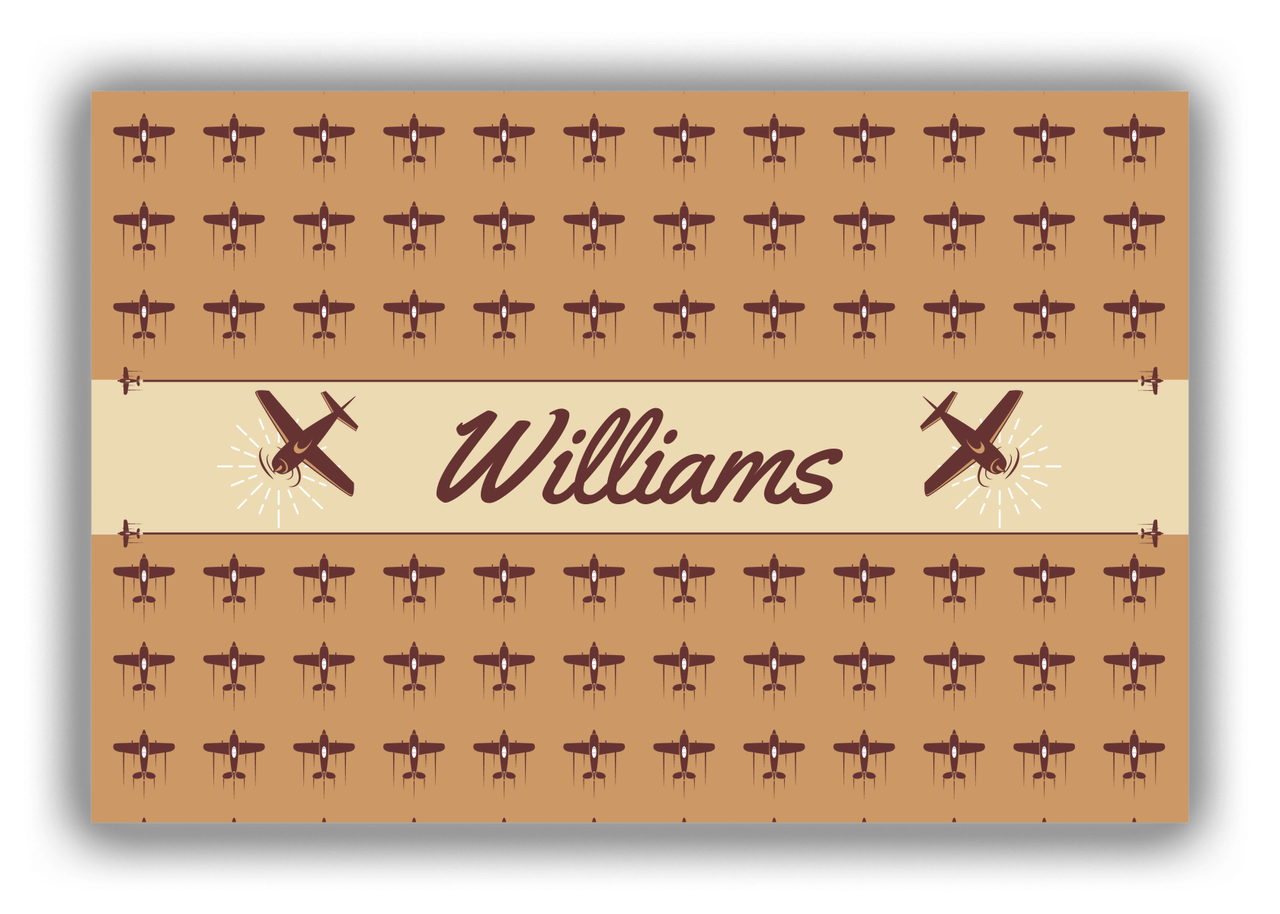 Personalized Airplane Canvas Wrap & Photo Print I - Brown Background - Airplane III - Front View