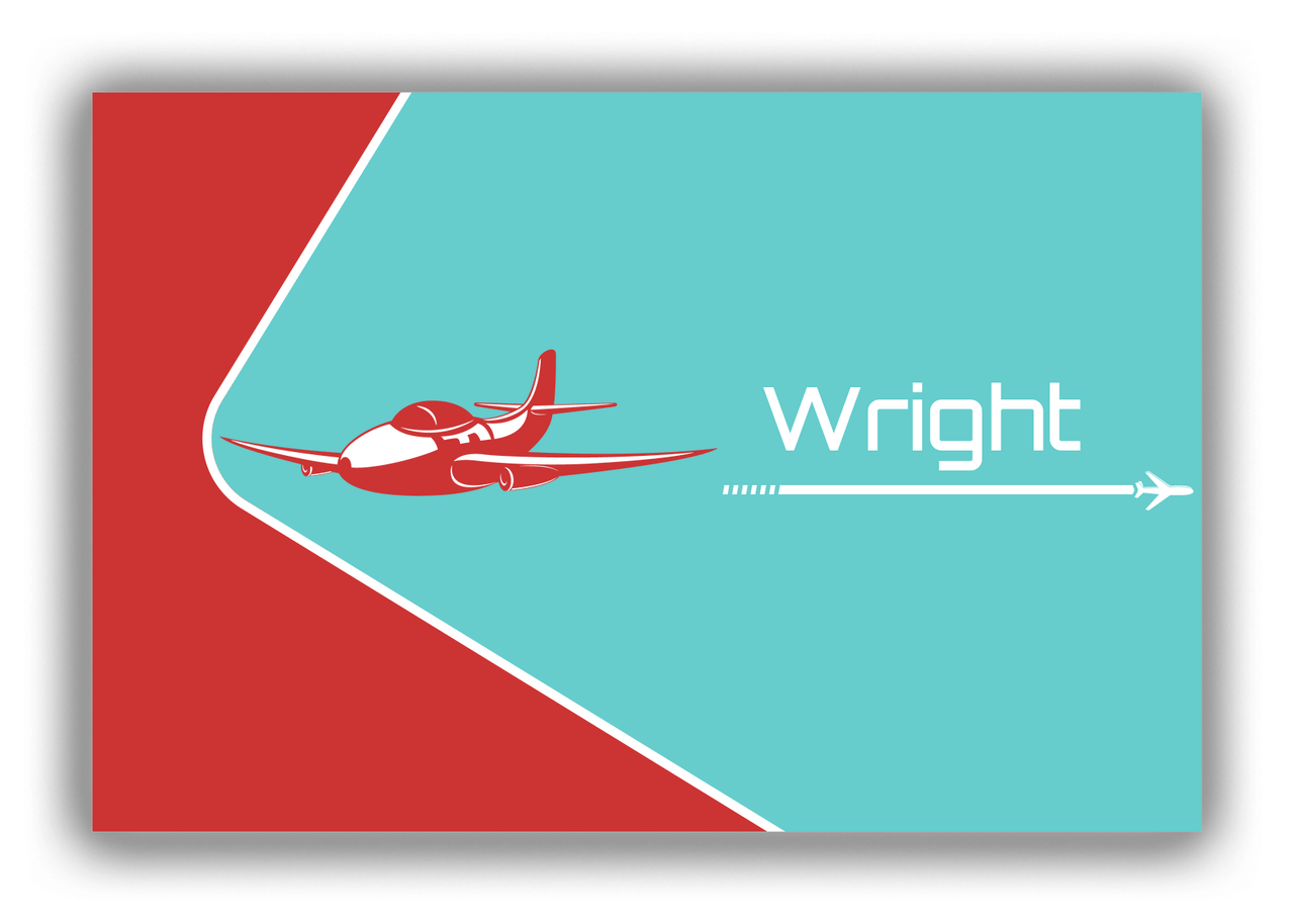 Personalized Airplane Canvas Wrap & Photo Print VI - Teal Background - Airplane I - Front View