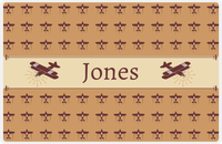 Thumbnail for Personalized Airplane Placemat - Retro I - Plane 2 - Light Brown Background with Brown Airplanes -  View