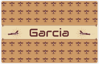 Thumbnail for Personalized Airplane Placemat - Retro I - Plane 3 - Light Brown Background with Brown Airplanes -  View