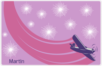 Thumbnail for Personalized Airplane Placemat - Jet Trail - Airplane 1 - Lilac Background with Indigo Plane -  View
