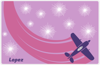 Thumbnail for Personalized Airplane Placemat - Jet Trail - Airplane 2 - Lilac Background with Indigo Plane -  View