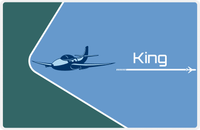 Thumbnail for Personalized Airplane Placemat - Retro IV - Airplane 1 - Glacier and Teal Background with Navy Plane -  View