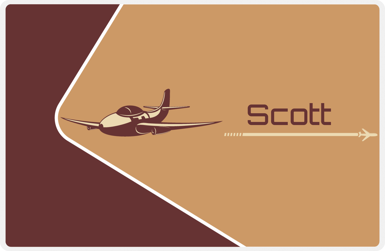 Personalized Airplane Placemat - Retro IV - Airplane 1 - Brown Background with Brown Plane -  View