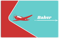 Thumbnail for Personalized Airplane Placemat - Retro IV - Airplane 2 - Teal and Red Background with Red Plane -  View