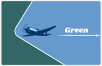 Thumbnail for Personalized Airplane Placemat - Retro IV - Airplane 2 - Glacier and Teal Background with Navy Plane -  View