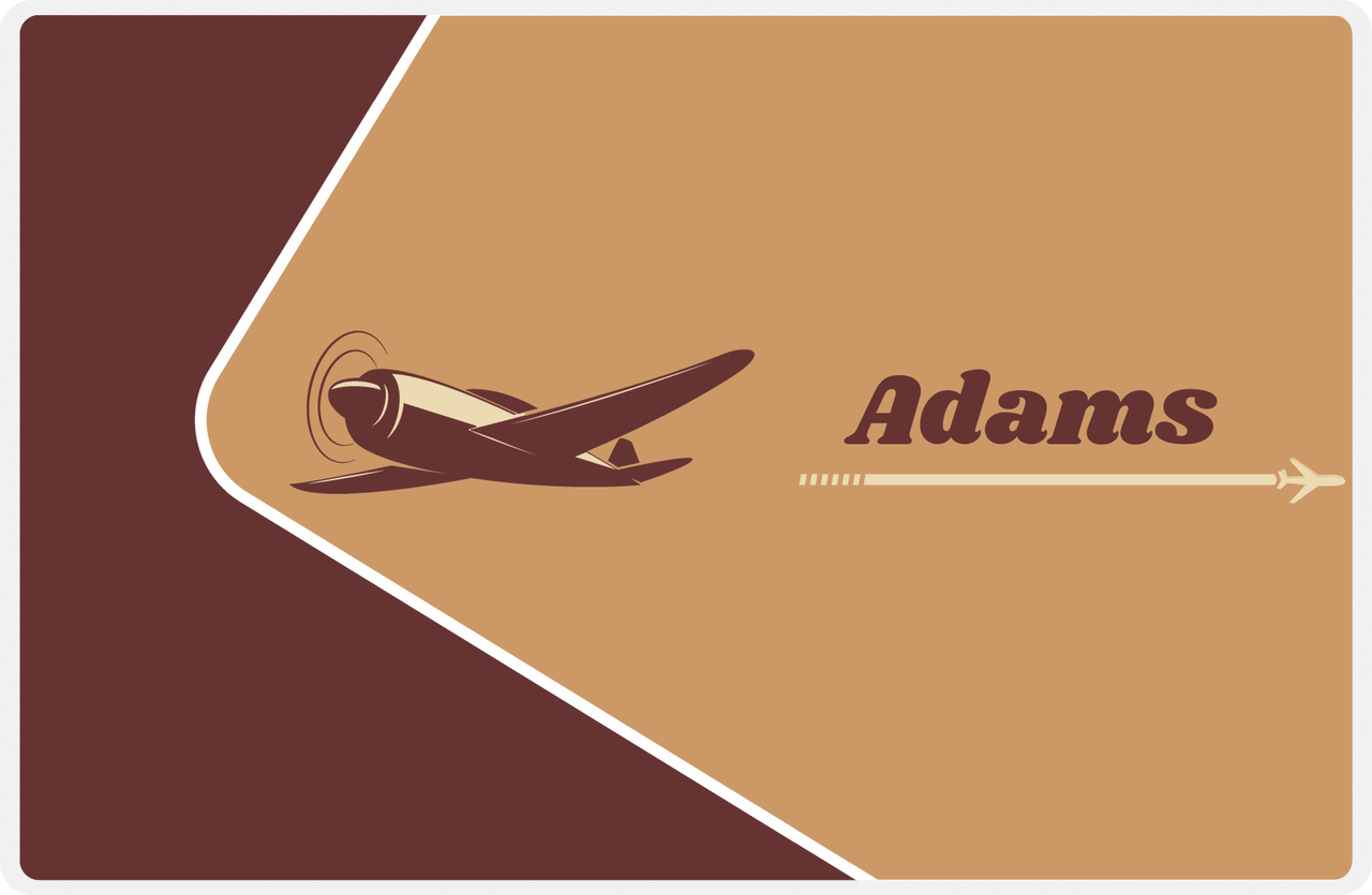 Personalized Airplane Placemat - Retro IV - Airplane 2 - Brown Background with Brown Plane -  View