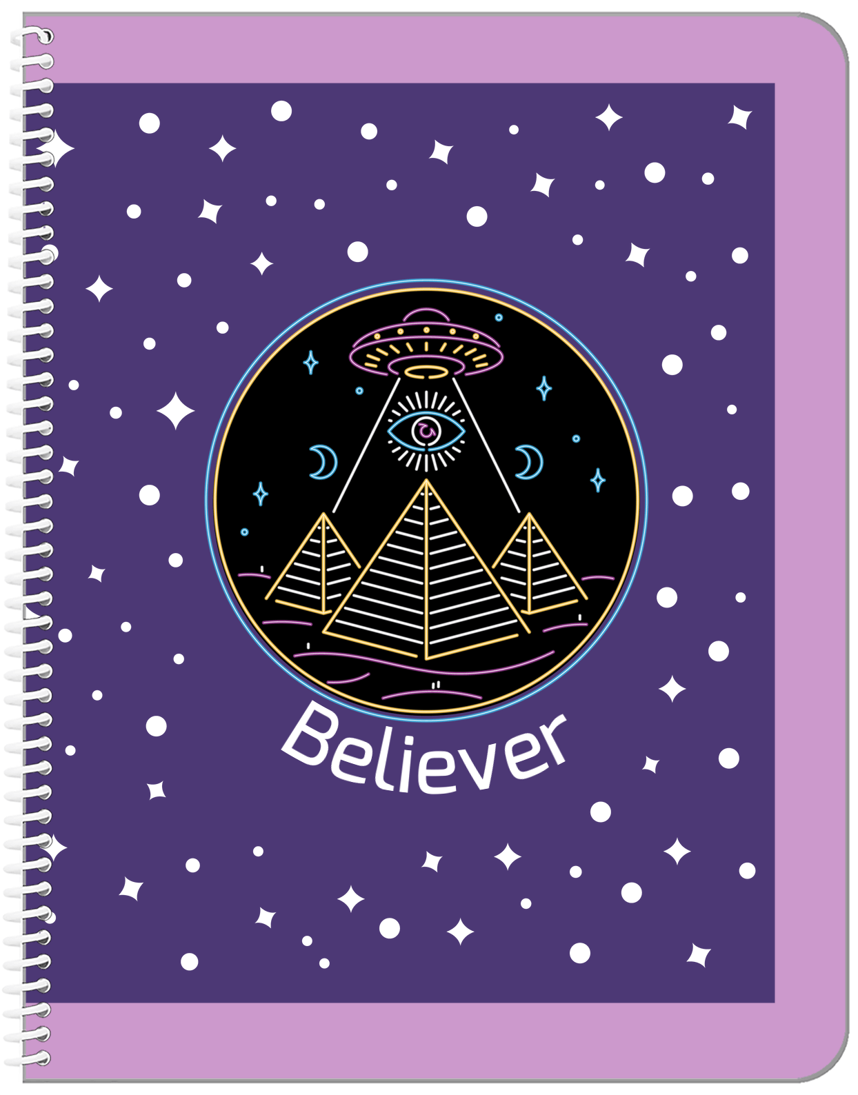 Personalized Aliens / UFO Notebook - Seeing Eye - Front View