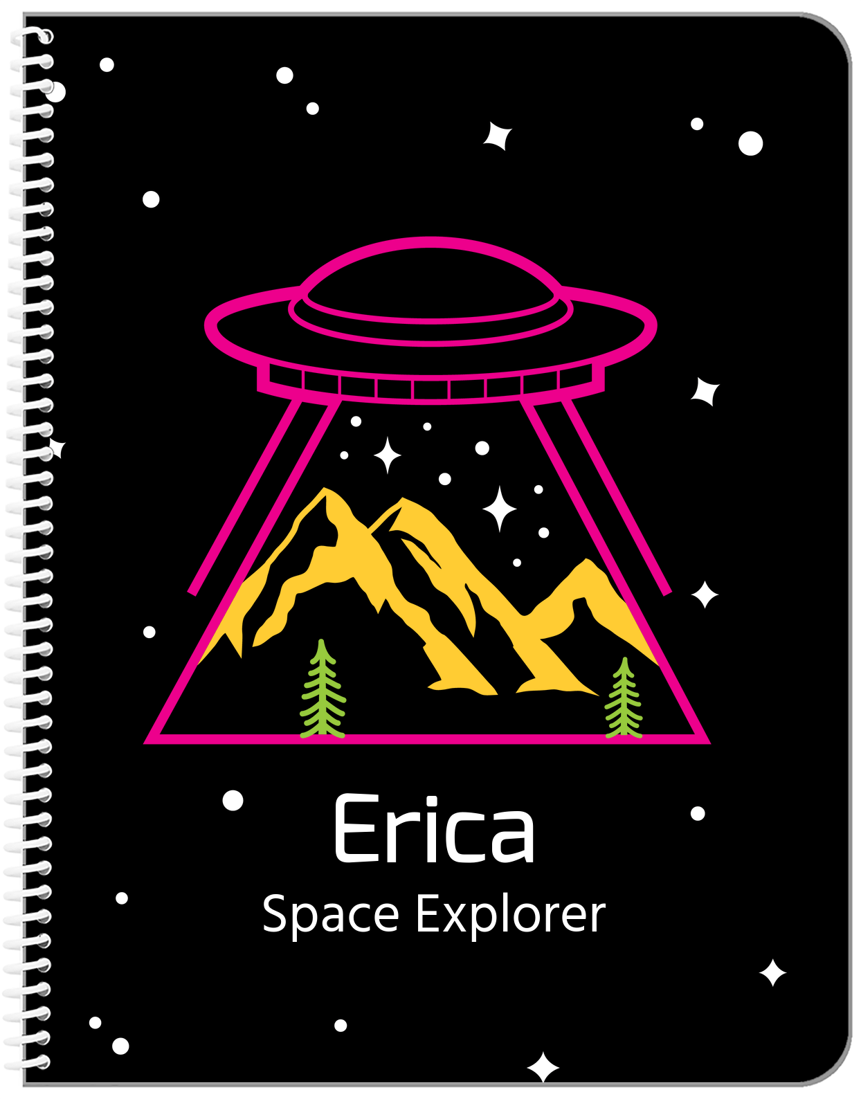 Personalized Aliens / UFO Notebook - Mountains - Front View