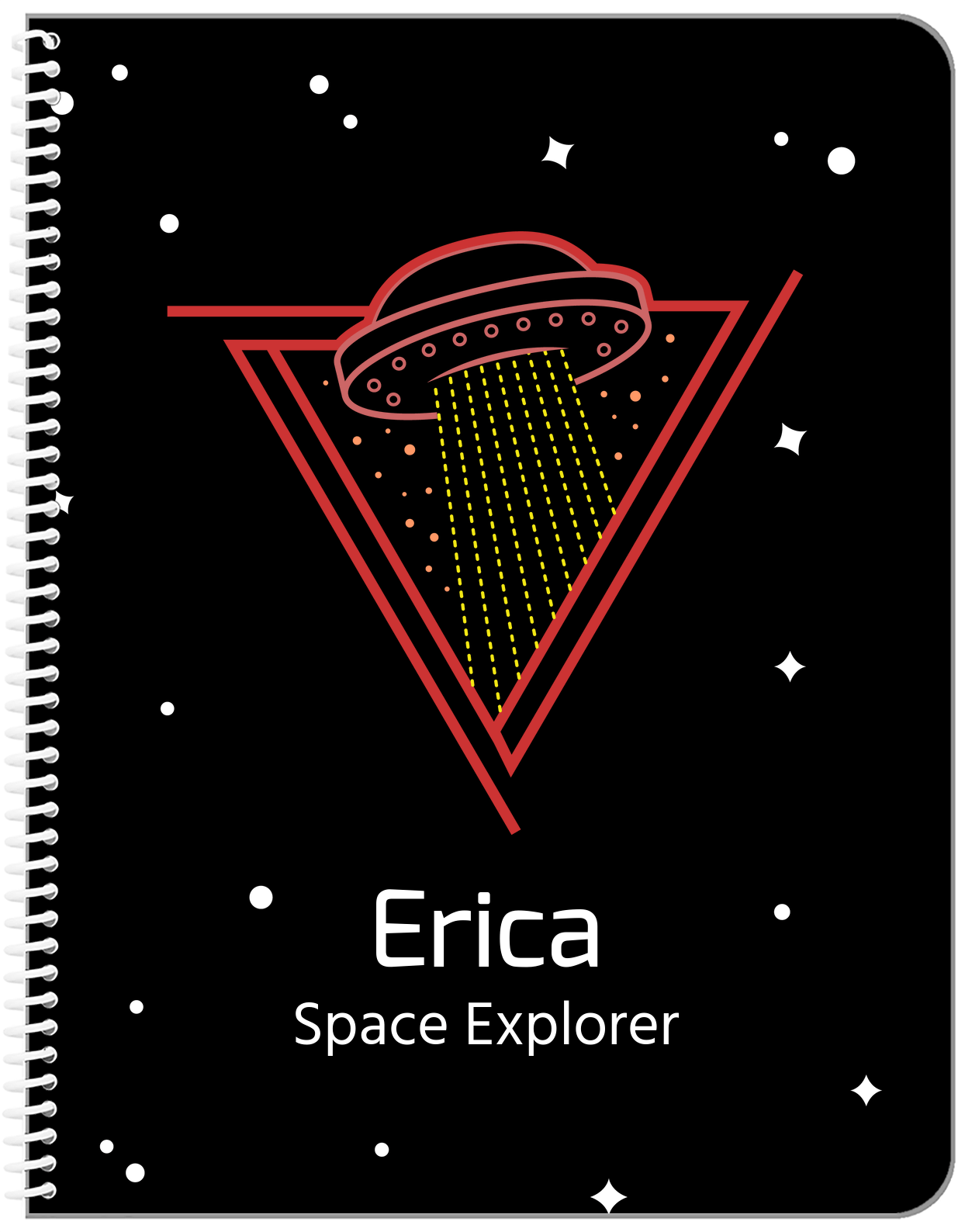 Personalized Aliens / UFO Notebook - Stars - Front View