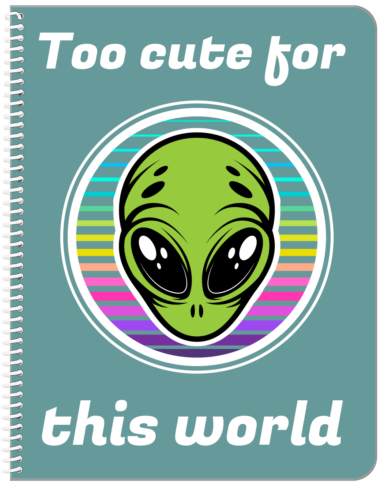 Personalized Aliens / UFO Notebook - Too Cute For This World - Front View