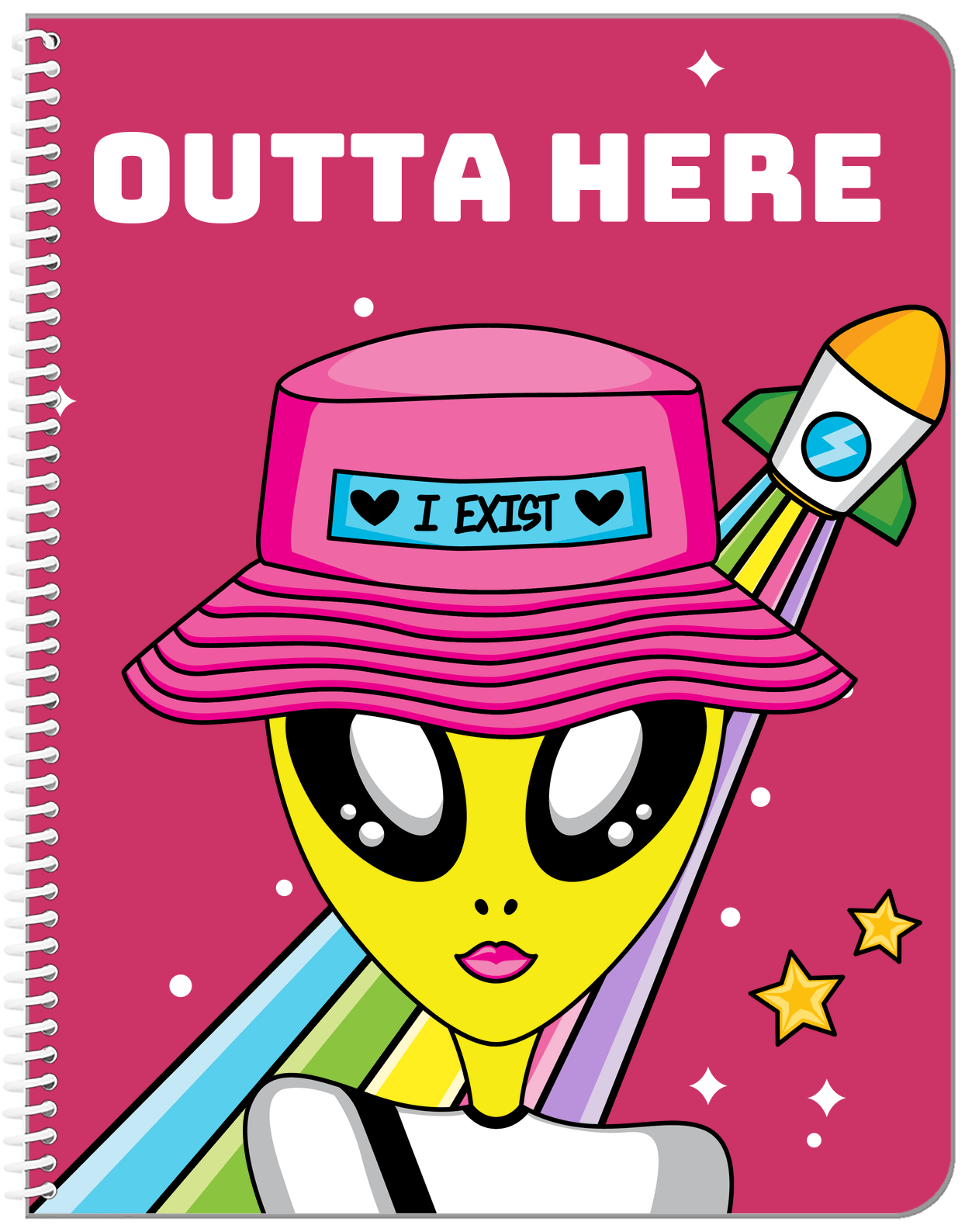 Personalized Aliens / UFO Notebook - Outta Here - Front View