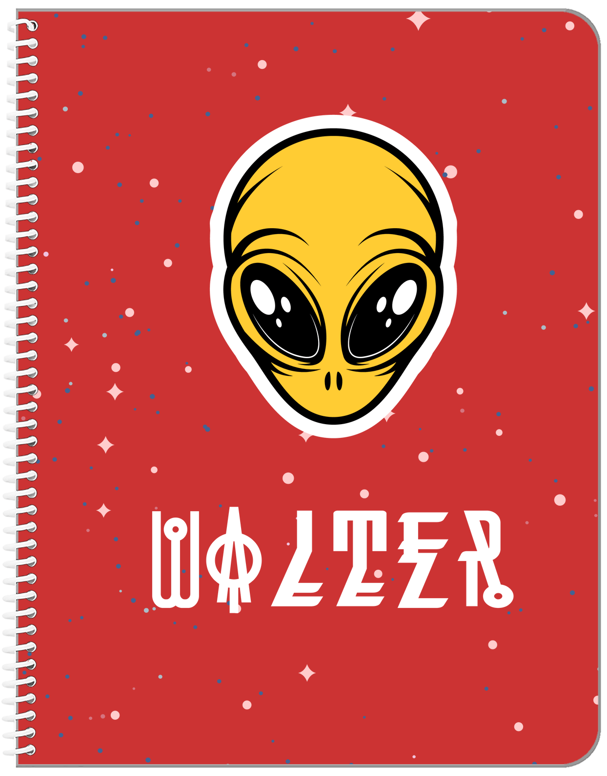 Personalized Aliens / UFO Notebook - Red Background - Front View