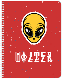 Thumbnail for Personalized Aliens / UFO Notebook - Red Background - Front View
