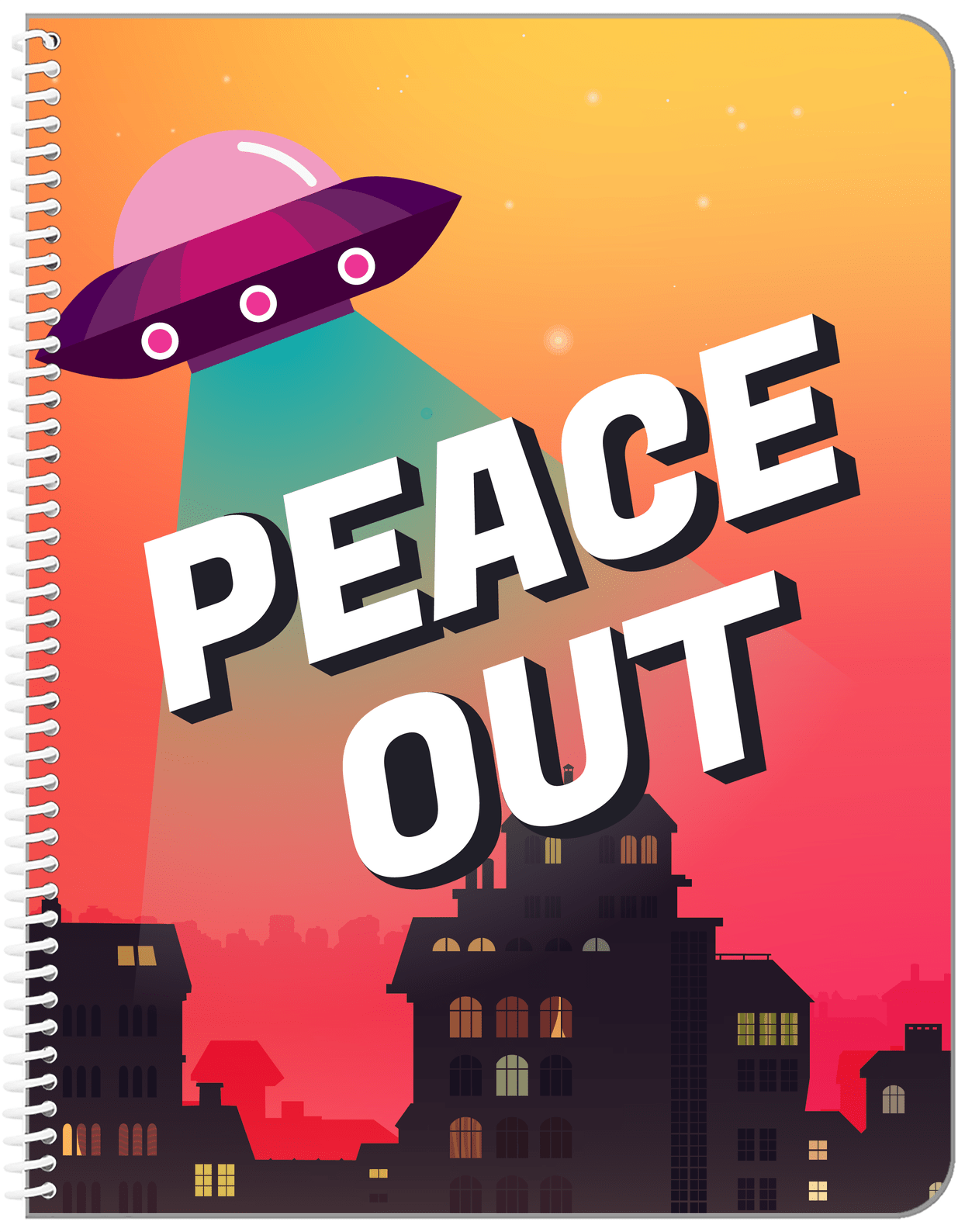 Aliens / UFO Notebook - Peace Out - Front View