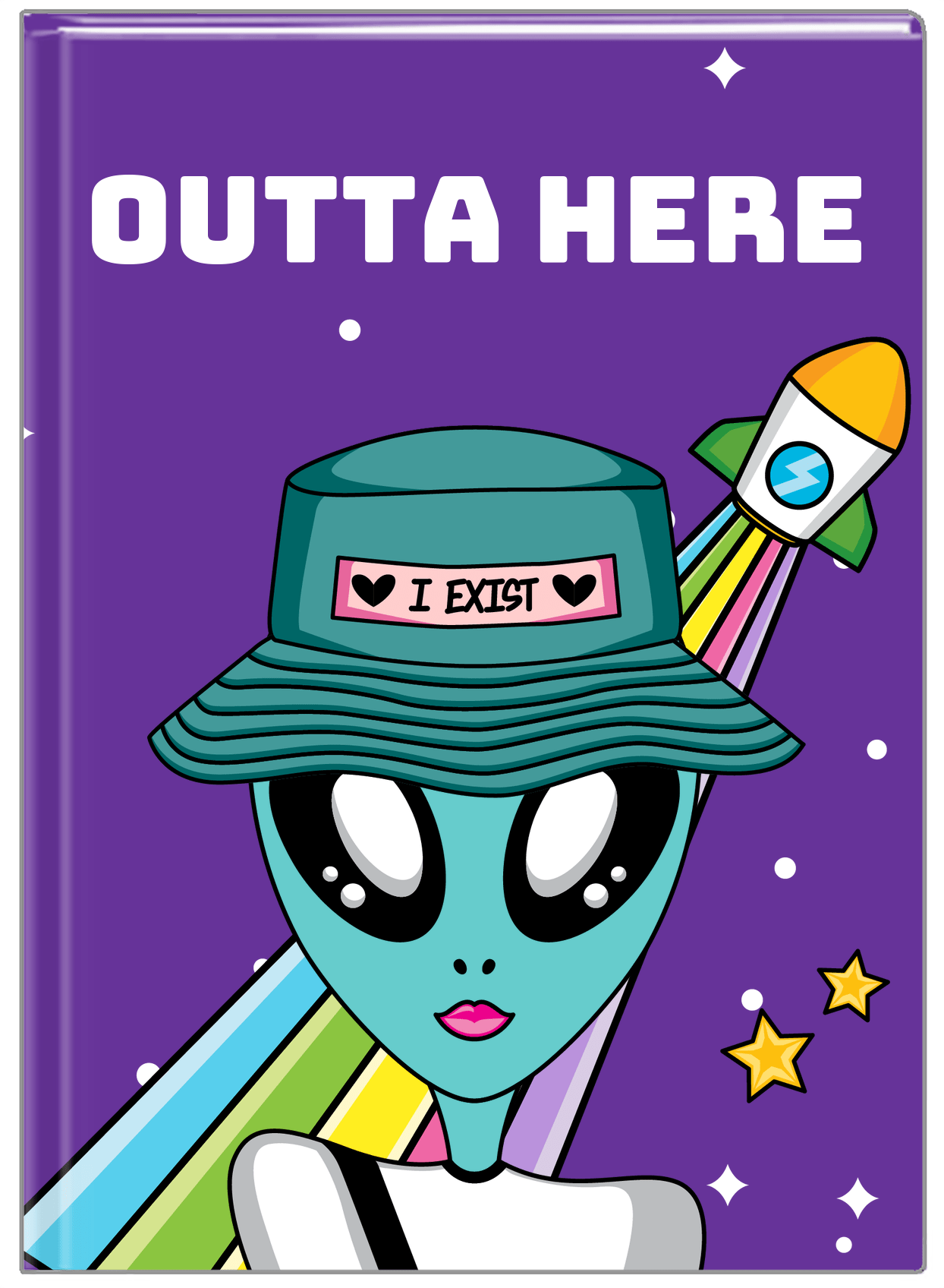 Personalized Aliens / UFO Journal - Outta Here - Front View