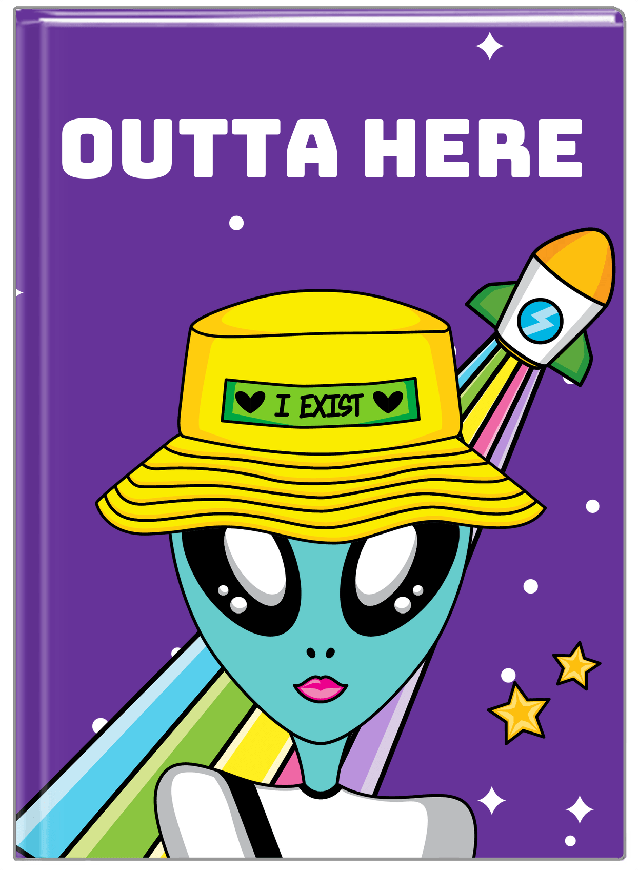 Personalized Aliens / UFO Journal - Outta Here - Front View