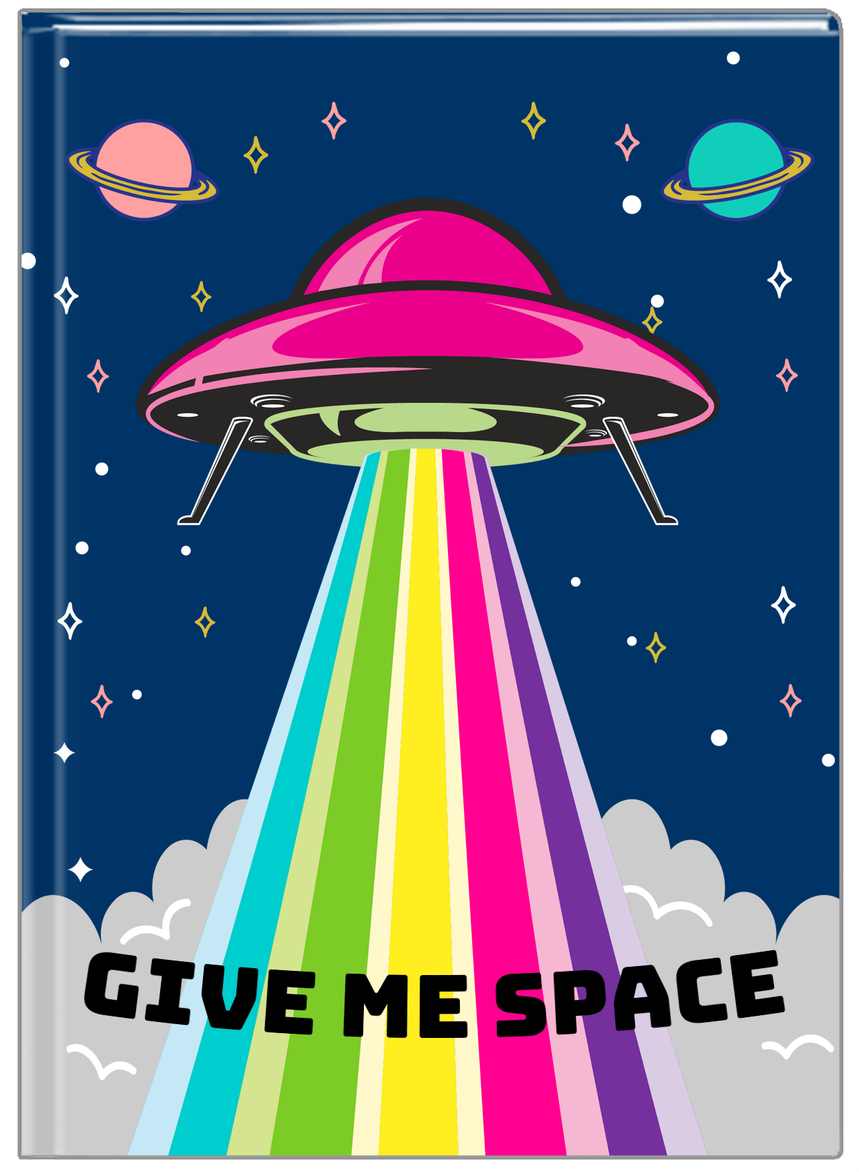 Personalized Aliens / UFO Journal - Give Me Space - Front View