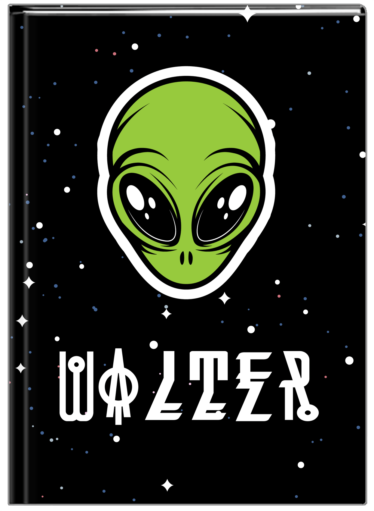 Personalized Aliens / UFO Journal - Black Background - Front View