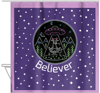 Thumbnail for Personalized Aliens / UFO Shower Curtain - Cow - Hanging View