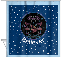 Thumbnail for Personalized Aliens / UFO Shower Curtain - Squid - Hanging View