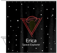 Thumbnail for Personalized Aliens / UFO Shower Curtain - Stars - Hanging View