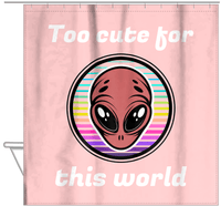 Thumbnail for Personalized Aliens / UFO Shower Curtain - Too Cute For This World - Hanging View