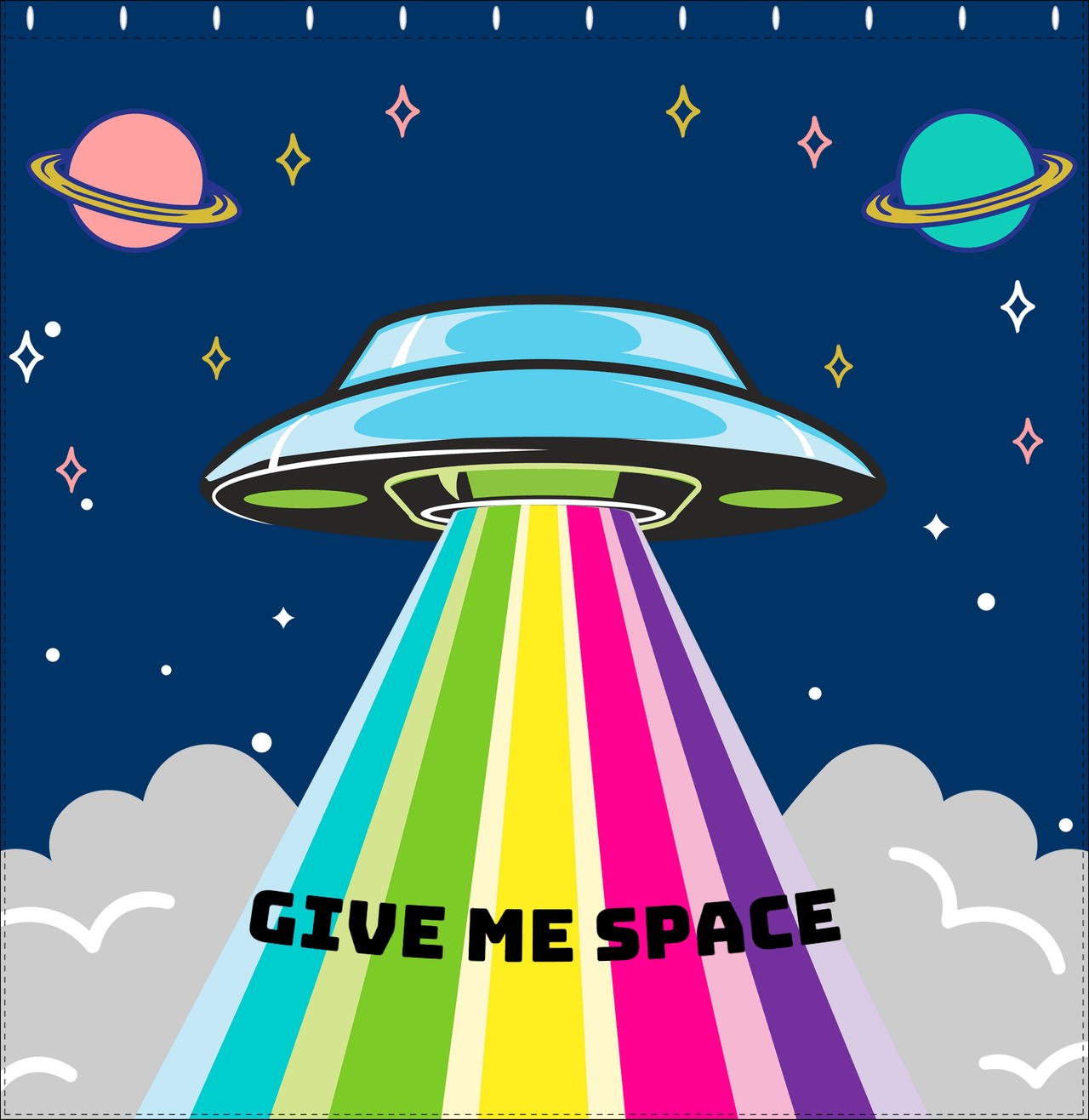 Personalized Aliens / UFO Shower Curtain - Give Me Space - Decorate View