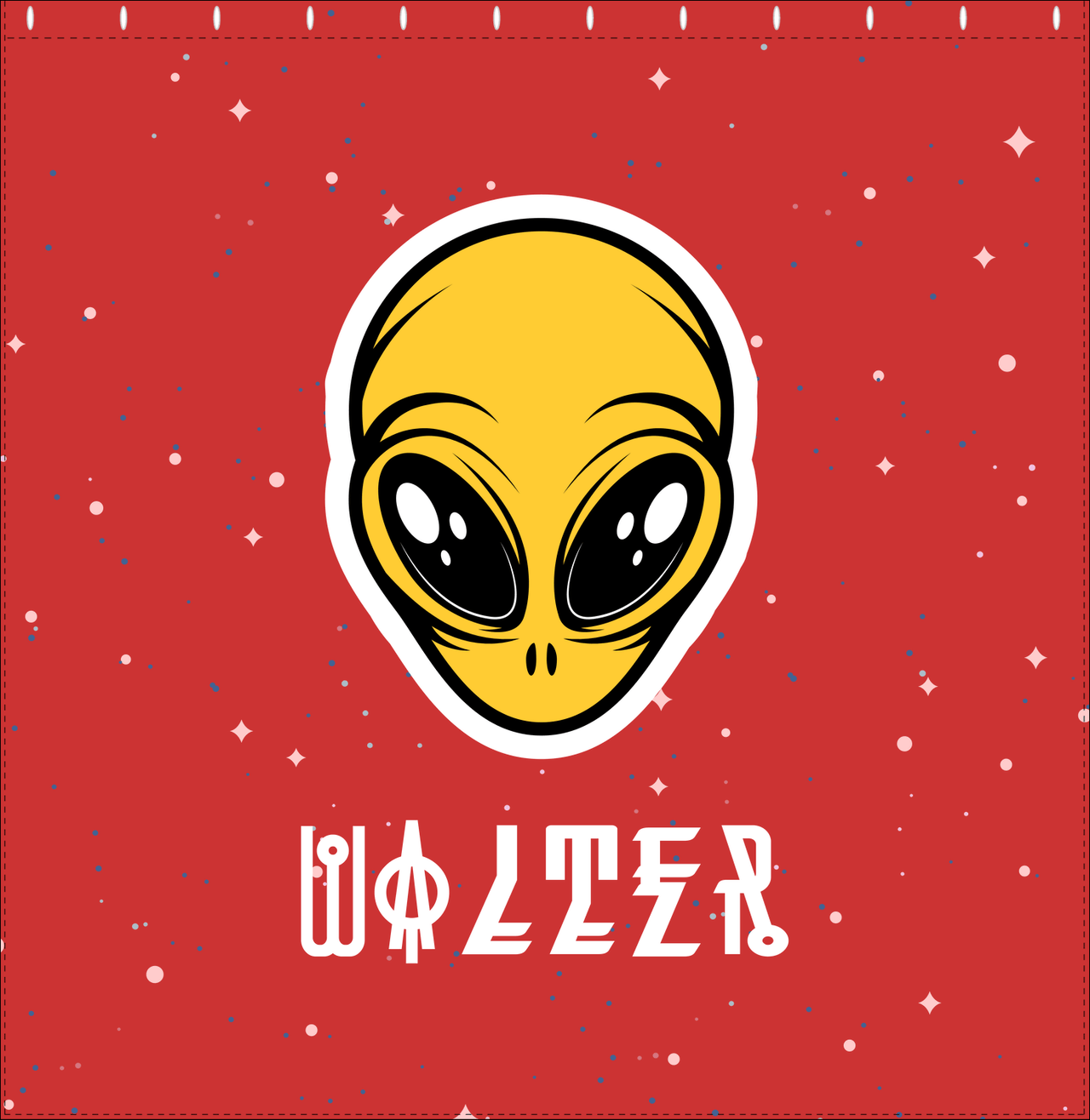 Personalized Aliens / UFO Shower Curtain - Red Background - Decorate View