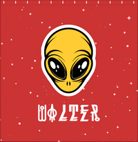 Thumbnail for Personalized Aliens / UFO Shower Curtain - Red Background - Decorate View