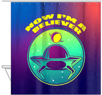 Thumbnail for Aliens / UFO Shower Curtain - Now I'm A Believer - Hanging View