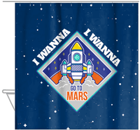 Thumbnail for Aliens / UFO Shower Curtain - I Wanna Go To Mars - Hanging View