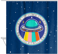 Thumbnail for Aliens / UFO Shower Curtain - I Want To Believe - Hanging View