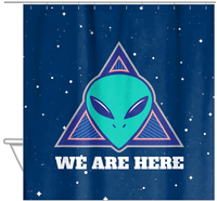 Thumbnail for Aliens / UFO Shower Curtain - We Are Here - Hanging View