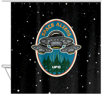 Thumbnail for Aliens / UFO Shower Curtain - Space Aliens - Hanging View