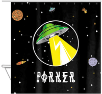 Thumbnail for Aliens / UFO Shower Curtain - Black Background - Hanging View