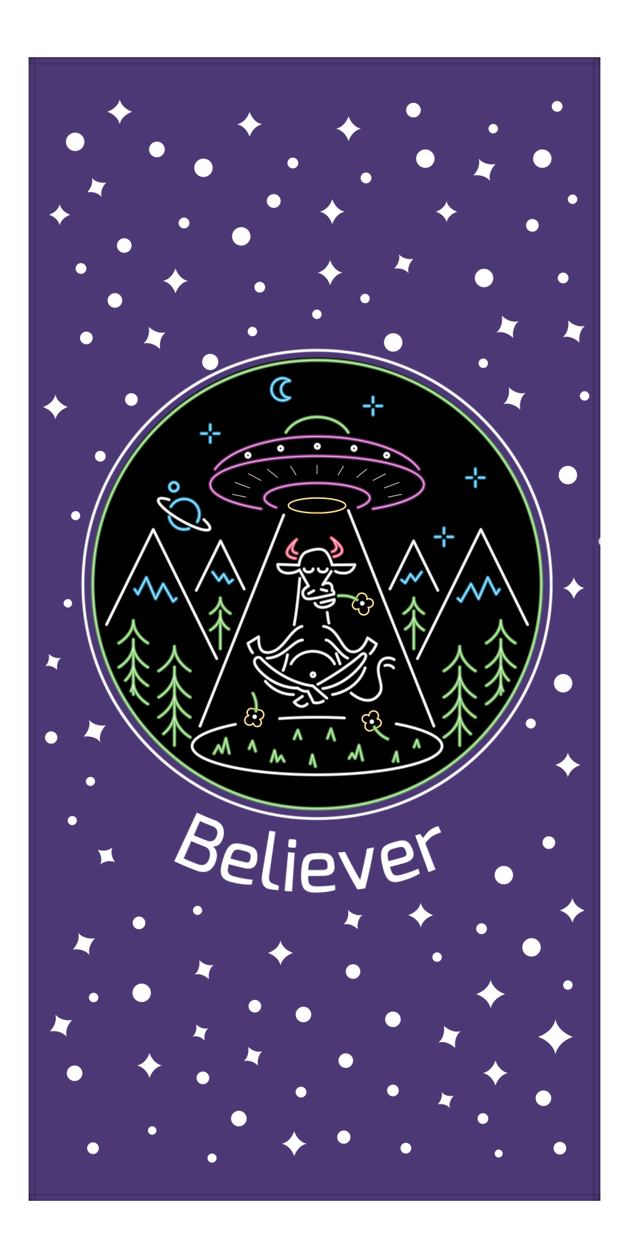 Personalized Aliens / UFO Beach Towel - Cow - Front View