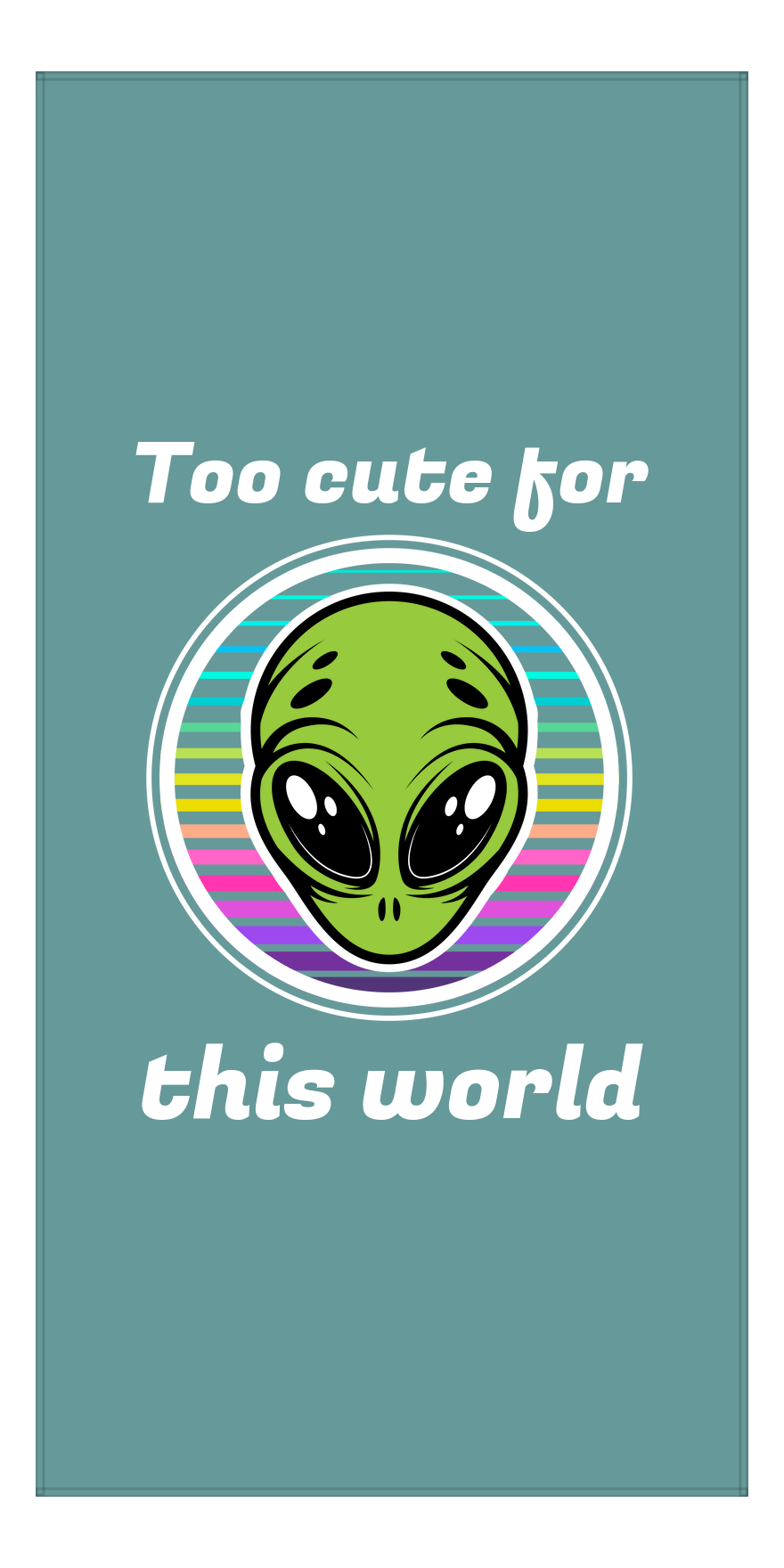 Personalized Aliens / UFO Beach Towel - Too Cute For This World - Front View