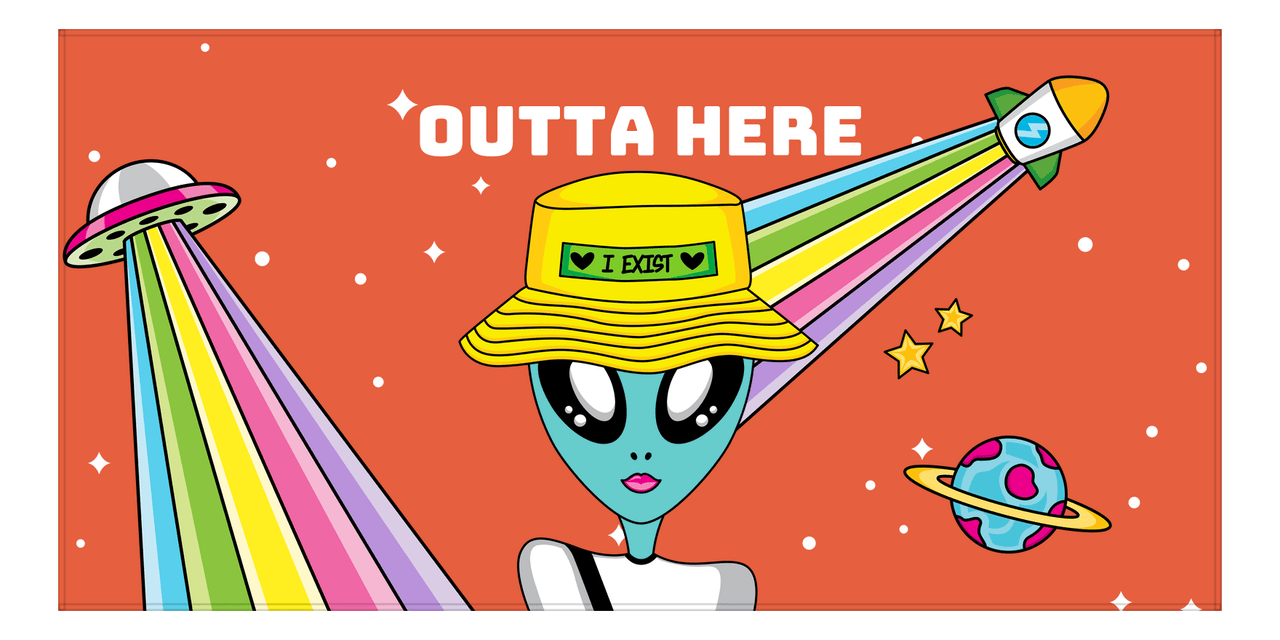 Personalized Aliens / UFO Beach Towel - Outta Here - Front View