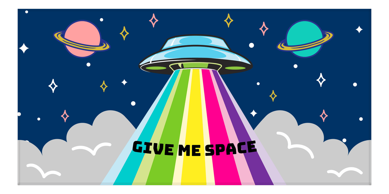 Personalized Aliens / UFO Beach Towel - Give Me Space - Front View