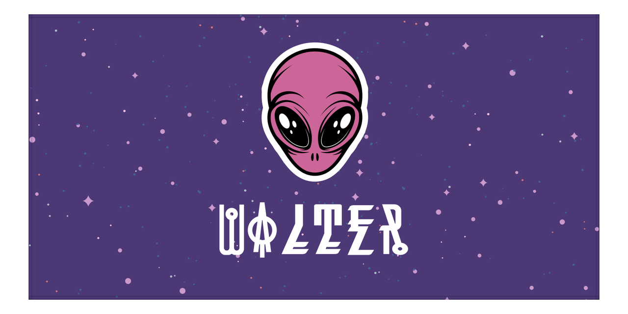 Personalized Aliens / UFO Beach Towel - Purple Background - Front View