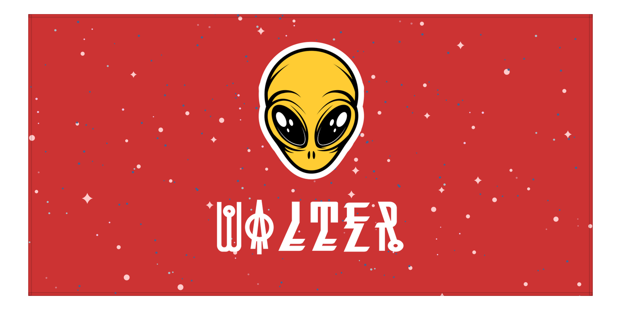 Personalized Aliens / UFO Beach Towel - Red Background - Front View