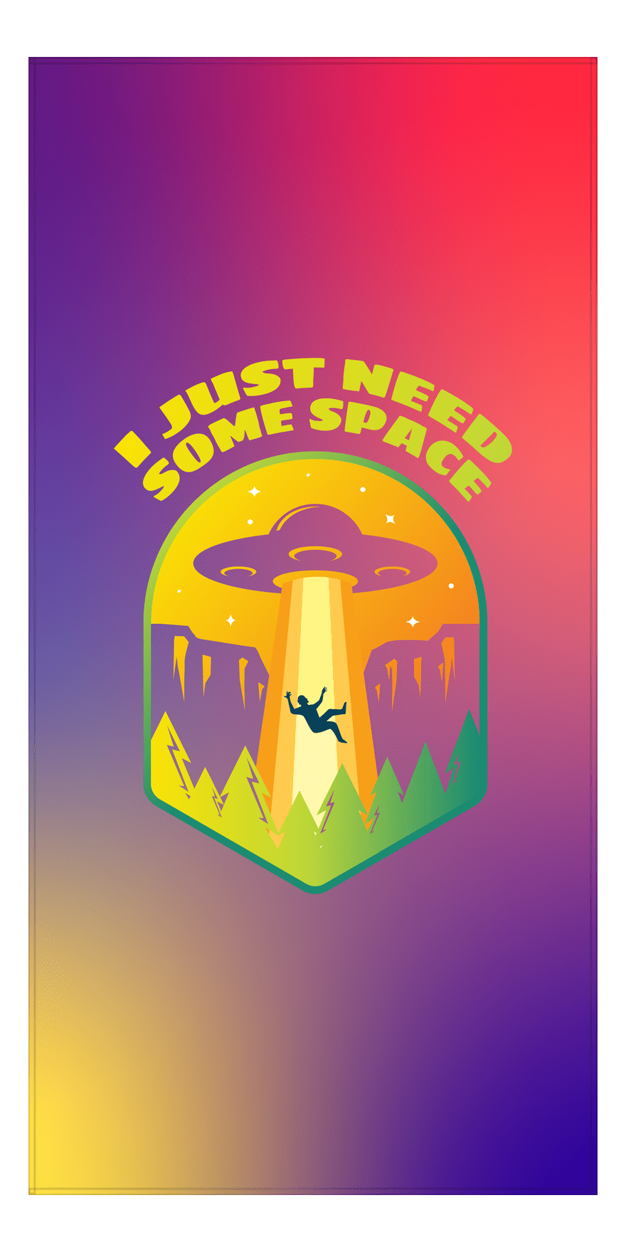Aliens / UFO Beach Towel - I Just Need Some Space - Front View